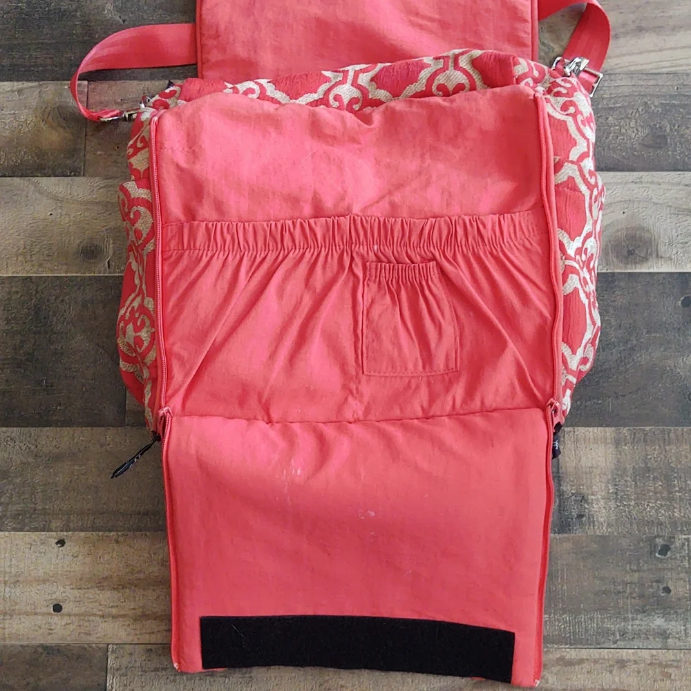 Petunia Pickle Bottom Diaper Bag Backpack Orange And Beige Tapestry
